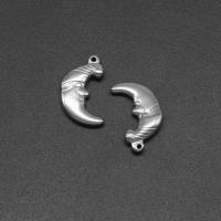 Pendentifs en acier inoxydable, lune, moulage sous pression, DIY, argent, 20*11*3mm Environ 1mm, Vendu par PC