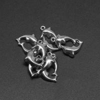 Edelstahl Tier Anhänger, Dolphin, Druckguss-, DIY, Silberfarbe, 19*12*3mm, Bohrung:ca. 1mm, verkauft von PC