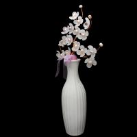 décoration de maison de fleur artificielle, porcelaine, avec perle & plastique & laiton, vase, pour la maison et le bureau, blanc, 33*17*7*200*70mm   120*120*200mm, Vendu par PC