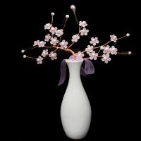 décoration de maison de fleur artificielle, porcelaine, avec perle & Cristal naturel & laiton, vase, pour la maison et le bureau, rose, 36*29*9*200*90mm   120*120*200mm, Vendu par PC