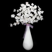 décoration de maison de fleur artificielle, porcelaine, avec perle & plastique & laiton, vase, pour la maison et le bureau, blanc, 400*280*100*220*100mm   120*120*200mm, Vendu par PC