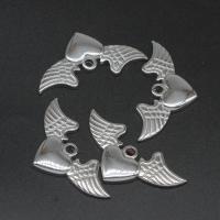 pendentifs de cœur en inox , acier inoxydable, coeur, moulage sous pression, DIY, argent, 20*40*2mm, Vendu par PC