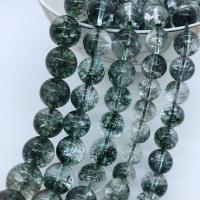 Phantom Quartz Beads, Green Phantom Quartz, Round, polished Dark Red Coral Approx 15 Inch 