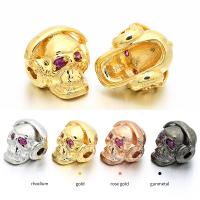 Cubic Zirconia Micro Pave Brass Beads, Skull, plated, micro pave cubic zirconia Approx 2.3mm 