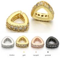 Entretoise de perles en laiton, triangle, Placage, pavé de micro zircon, plus de couleurs à choisir Environ 4.5mm, Vendu par PC