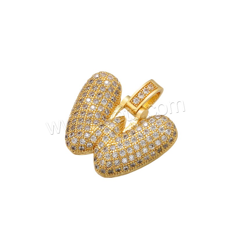 Cubic Zirconia Micro Pave Brass Pendant, Alphabet Letter, plated, different styles for choice & micro pave cubic zirconia, more colors for choice, 17x29mm, Hole:Approx 4mm, Sold By PC