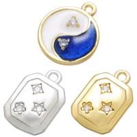 Cubic Zirconia Micro Pave Brass Pendant, plated, micro pave cubic zirconia & enamel 