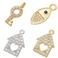 Cubic Zirconia Micro Pave Brass Pendant, plated & micro pave cubic zirconia 