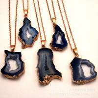 Ice Quartz Agate Pendants, fashion jewelry & DIY & Unisex 40~25mmuff0c6~8mm 