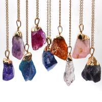 Natural Quartz Pendants, Natural Stone, plated, durable & DIY & Unisex 30~40mm 