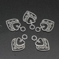 pendentifs de cœur en inox , acier inoxydable, coeur, moulage sous pression, DIY, argent, 19*12*1mm, Vendu par PC