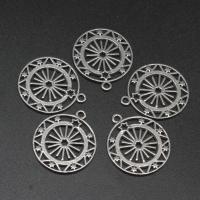 Pendentifs en acier inoxydable, Rond, moulage sous pression, DIY, argent, 23*20*1mm, Vendu par PC