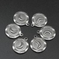 Pendentifs en acier inoxydable, Rond, moulage sous pression, DIY, argent, 18*15*2mm, Vendu par PC