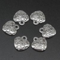 pendentifs de cœur en inox , acier inoxydable, coeur, moulage sous pression, DIY, argent, 17*16*3mm, Vendu par PC