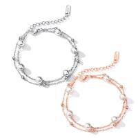 Titanio Acero Pulseras y brazaletes, Partículas de acero, con 1.77inch extender cadena, BeCharmed perla, chapado, Joyería & para mujer, más colores para la opción, longitud:6.69 Inch, Vendido por Sarta