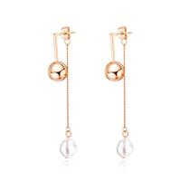 Boucles d'oreilles en acier titane, BeCharmed Pearl, Plaqué de couleur d'or rose, bijoux de mode & pour femme, 55mm, Vendu par paire