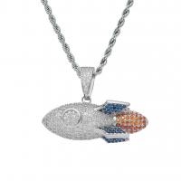 Collier en acier inoxydable Pull, Argent sterling 925, avec chaîne en acier inoxydable, fusée, Placage, chaîne Français corde de Français & unisexe & pavé de micro zircon Environ 23.6 pouce, Vendu par PC