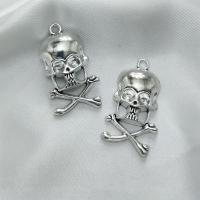 Colgantes de Aleación de Zinc en Forma Calavera, chapado en color de plata antigua, Bricolaje, 21x5.6x37mm, 500PCs/Bolsa, Vendido por Bolsa