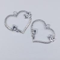 Zinc Alloy Heart Pendants, antique silver color plated, DIY 