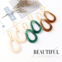 Resin Drop Earring, Brass, with Resin, fashion jewelry 