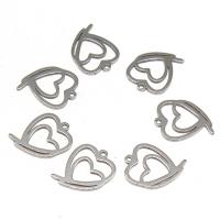 pendentifs de cœur en inox , acier inoxydable, coeur, Placage, DIY, argent, 15*12*1mm, Vendu par PC