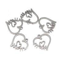 pendentifs de cœur en inox , acier inoxydable, coeur, Placage, DIY, argent, 14*15*1mm, Vendu par PC