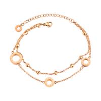 Titanio Acero Pulseras y brazaletes, Partículas de acero, con 2.56inch extender cadena, chapado en color rosa dorada, Joyería & para mujer, longitud:6.69 Inch, Vendido por Sarta