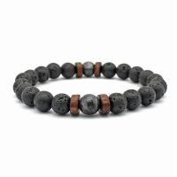 Lava Bead Bracelet, Unisex black, 8mm 