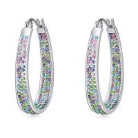 Zinc Alloy Hoop Earring, with Rhinestone, durable & fashion jewelry 