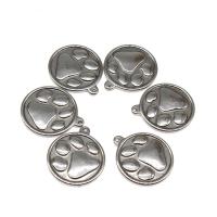 Stainless Steel Pendants, Round, plated, DIY, silver color, 29*25*3mm 