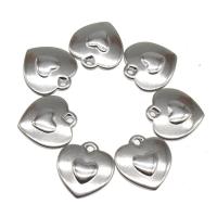 pendentifs de cœur en inox , acier inoxydable, coeur, Placage, DIY, argent, 17*16*3mm, Vendu par PC