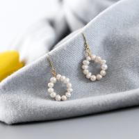 Boucles d'oreilles d'eau douce de Perle , laiton, avec perle, Rond, Placage, bijoux de mode & pour femme, blanc, 35mm, Vendu par paire