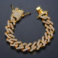 Zinc Alloy Rhinestone Bracelets, plated, Unisex & with rhinestone 