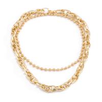 Collar De Perlas De Joyería, cadena de aluminio, con cadena de hierro, chapado, para mujer, más colores para la opción, 17.7 inch,21.6 inch, Vendido por Set