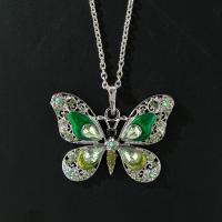 Enamel Zinc Alloy Necklace, with enamel, Butterfly, plated, fashion jewelry & for woman 42*57mm 