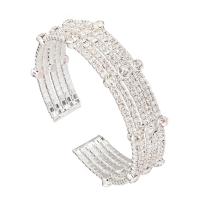 Messing Manschette Armband, mit Strass, Kreisring, plattiert, Modeschmuck & für Frau & mit Strass, keine, 55*16mm, verkauft von PC