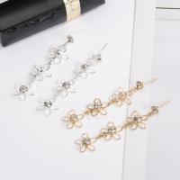 Rhinestone Brass Drop Earring, Flower, plated, fashion jewelry & for woman & with rhinestone 15*60mm 