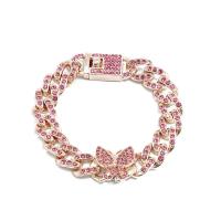 Zinc Alloy Rhinestone Bracelets, with iron chain, plated, for woman & with rhinestone Approx 6.2 Inch 