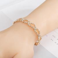 Zinc Alloy Rhinestone Bracelets, with Rhinestone, Donut, plated, fashion jewelry & for woman & with rhinestone 175+75*9mm 