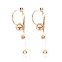 Boucles d'oreilles en acier titane, glandpompon, Plaqué de couleur d'or rose, bijoux de mode & pour femme, doré, 5*10mm, Vendu par paire