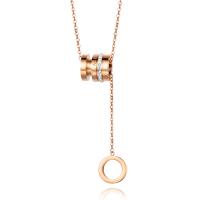 Collier de bijoux de titane, Acier titane, avec 1.96 inch chaînes de rallonge, Plaqué de couleur d'or rose, pour femme & avec strass Environ 17.71 pouce, Vendu par brin