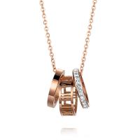 Collier de bijoux de titane, Acier titane, avec 1.96 inch chaînes de rallonge, Plaqué de couleur d'or rose, pour femme & avec strass Environ 17.71 pouce, Vendu par PC