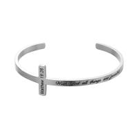 Titanium Steel Cuff Bangle, silver color plated, with letter pattern & for woman Inner Approx 62mm 