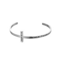 Titanium Steel Cuff Bangle, plated, with letter pattern & for woman, 150*4*2mm, Inner Approx 62mm 