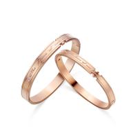 Titanium Steel Couple Bangle, rose gold color plated, with letter pattern & with rhinestone 