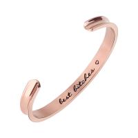 Titanium Steel Cuff Bangle, plated, with letter pattern & for woman 7mm, Inner Approx 62mm 