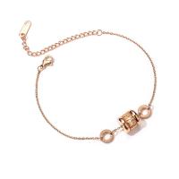 Titanio Acero Pulseras y brazaletes, Partículas de acero, con 1.57 inch extender cadena, chapado en color rosa dorada, micro arcilla de zirconia cúbica & para mujer, más colores para la opción, 10*9mm, longitud:aproximado 6.29 Inch, Vendido por UD