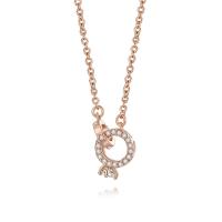 Collier de bijoux de titane, Acier titane, Plaqué de couleur d'or rose, pour femme & avec strass Environ 17.71 pouce, Vendu par brin