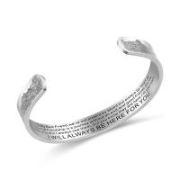 Titanium Steel Cuff Bangle, silver color plated, with letter pattern & for woman Inner Approx 62mm 