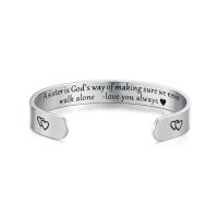 Titanium Steel Cuff Bangle, silver color plated, Adjustable & with letter pattern & for woman Inner Approx 62mm 